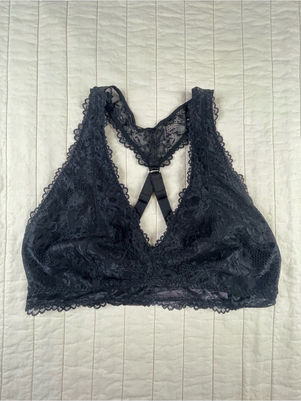 Savage X Fenty Black Lace Wire Free Racerback Bralette 2X